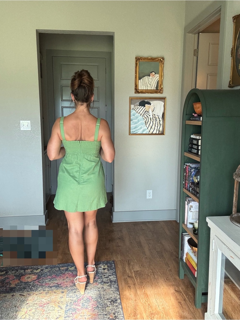 Abercrombie & Fitch Green Linen Blend Skort Mini Dress Size M - Picture 4 of 8
